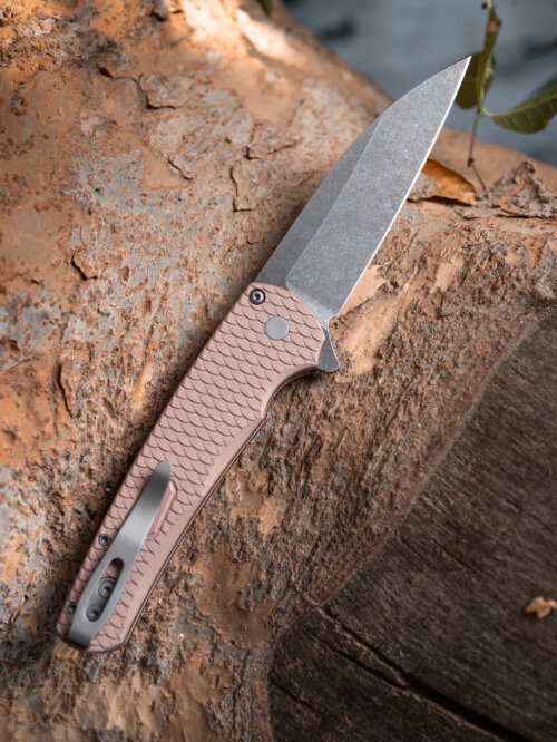 Pro-Tech Knives, Malibu Wharncliffe, Button Lock Knife, FDE Dragon Scale (5336-LTD AW FDE)