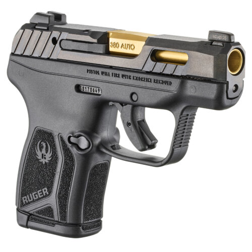 Ruger, LCP MAX, 380 ACP Polymer Frame Pistol, Compact, Black/Gold (RULCP-MAX-MSTN)