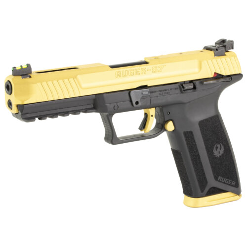 Ruger, 5.7, Full Size Pistol, 5.7X28MM, Black/Shimmer Gold (RURUGER-57-GOLD)