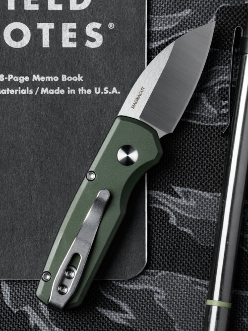 Pro-Tech Knives, Runt 5, Wharncliffe Automatic Knife, Green Aluminum (R5300-LTD Green)