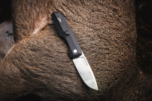 Pro-Tech Knives, Vero Engineering + Pro-Tech Synapse, Auto Knife, Black Al/Blue Micarta (VERO1210-LTD BLUE LINEN MIC)