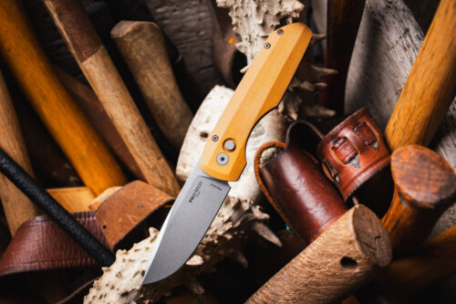 Pro-Tech Knives, Vero Engineering + Pro-Tech Synapse, Auto Knife, Natural Linen Micarta (VERO1211-NATURAL)