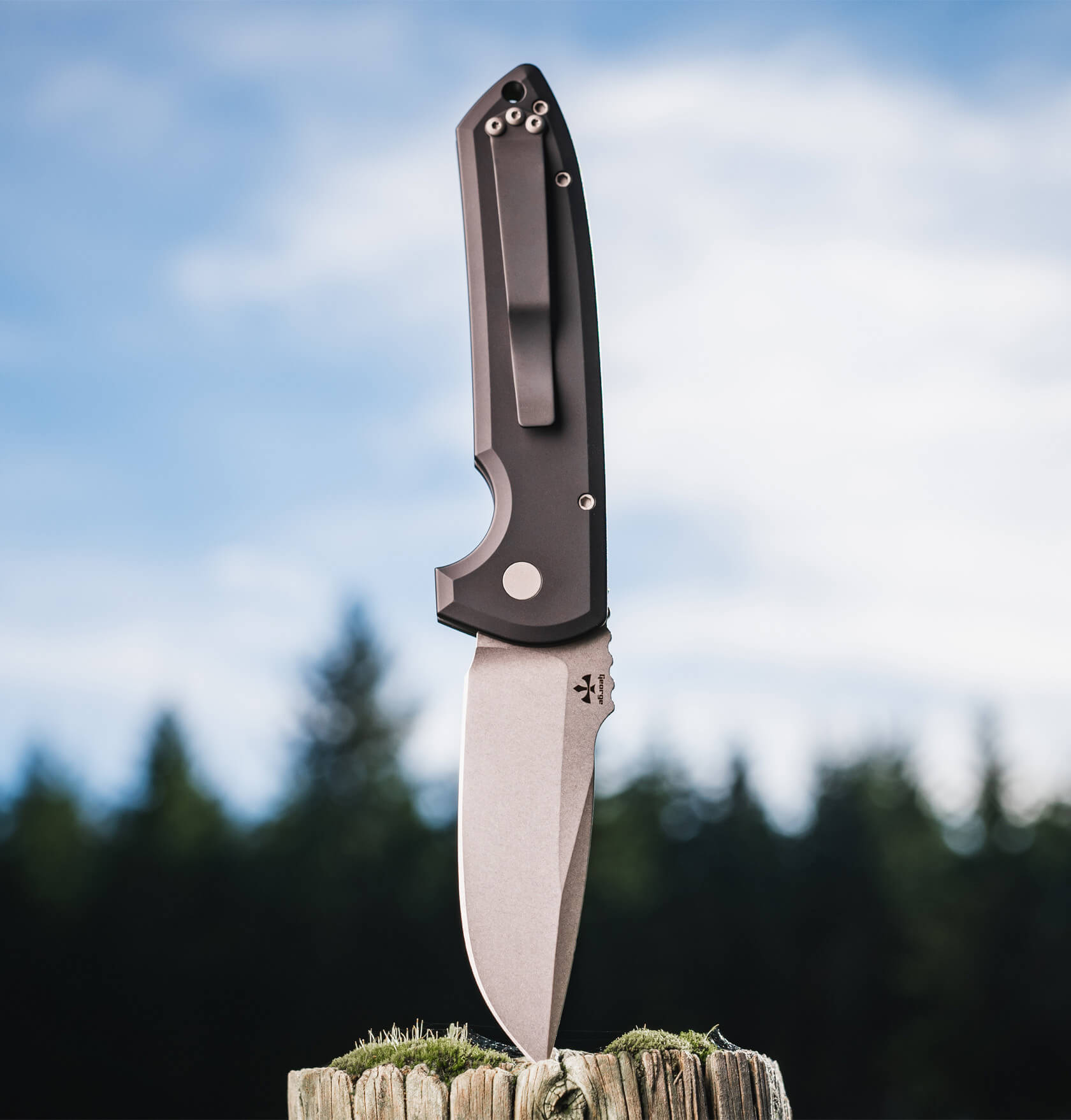 Pro-Tech Knives, Rockeye, Les George Design, Auto Folding, Black (LG3101) - Image 2