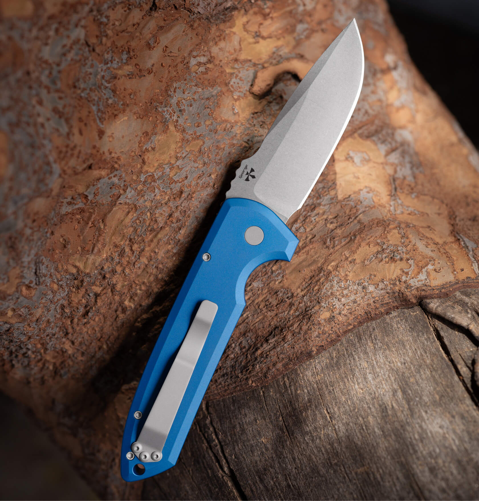 Pro-Tech Knives, Rockeye, Les George Design, Auto, Blue (LG3101-BLUE) - Image 2