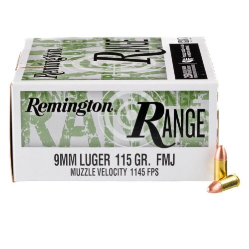 Remington, Range 9mm, 115GR, FMJ, 250RD Box (R23965)