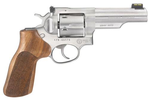 Ruger 1775 GP100 Match Champion 10mm Auto 6rd 4.20" Satin Stainless Half-Lug Barrel, Cylinder & Frame, Hogue Stippled Hardwood Grip, Transfer Bar Safety