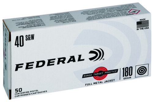 Federal RTP40180 Range & Target  40S&W 180gr Full Metal Jacket 50 Per Box/20 Case
