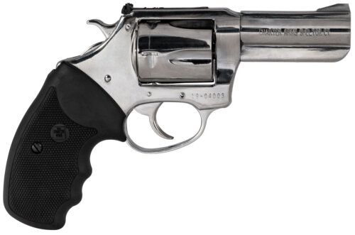 Charter Arms 73539 Mag Pug  Large 357 Mag, 5 Shot 3" High Polished Stainless Steel Barrel, Cylinder & Frame w/Black Finger Grooved Rubber Grip