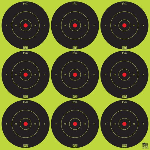 Pro-Shot 2BGREEN108 SplatterShot  Self-Adhesive Paper Black/Green 2" Bullseye 12Pack/108Targets