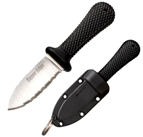 Cold Steel 42SS Super Edge 2" Fixed Part Serrated Japanese AUS-8A SS Blade/ Black Kray-Ex Handle Includes Sheath