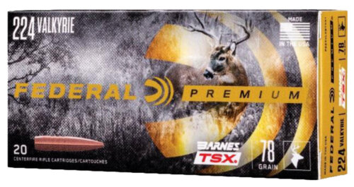 Federal P224VLKBTSX1 Premium  224Valkyrie 78gr Barnes TSX 20 Per Box/10 Case