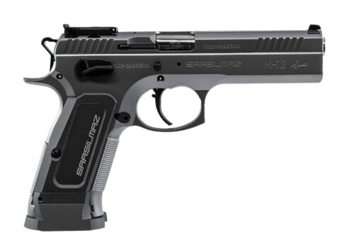 SAR USA K12STSP K12 Sport 9mm Luger 17+1 4.70" Stainless Target Crown Barrel, Stainless Steel Serrated Slide, Stainless Steel Frame w/Beavertail, Gray Polymer Grip, Right Hand
