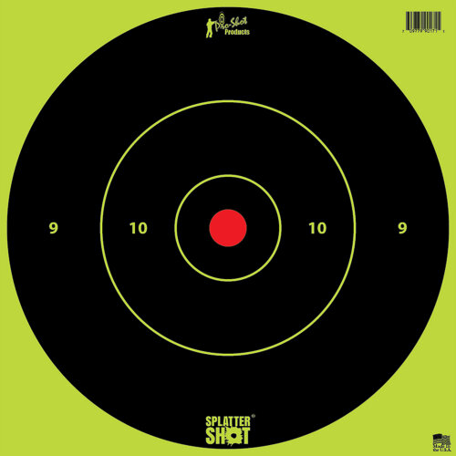 Pro-Shot 12BGREENTG12PK SplatterShot  12" Bullseye Hanging Heavy Paper Black/Red Impact Enhancement Yes White 12 PK
