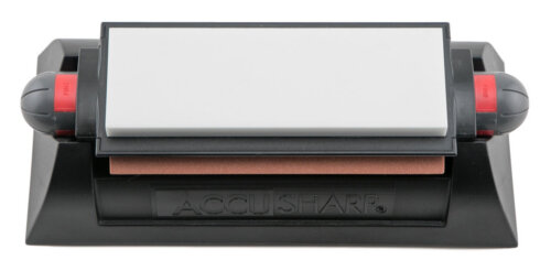 AccuSharp 025C Tri-Stone Deluxe Sharpening System Coarse, Medium, Fine Diamond, Alumina, Ceramic Sharpener Rubber Handle