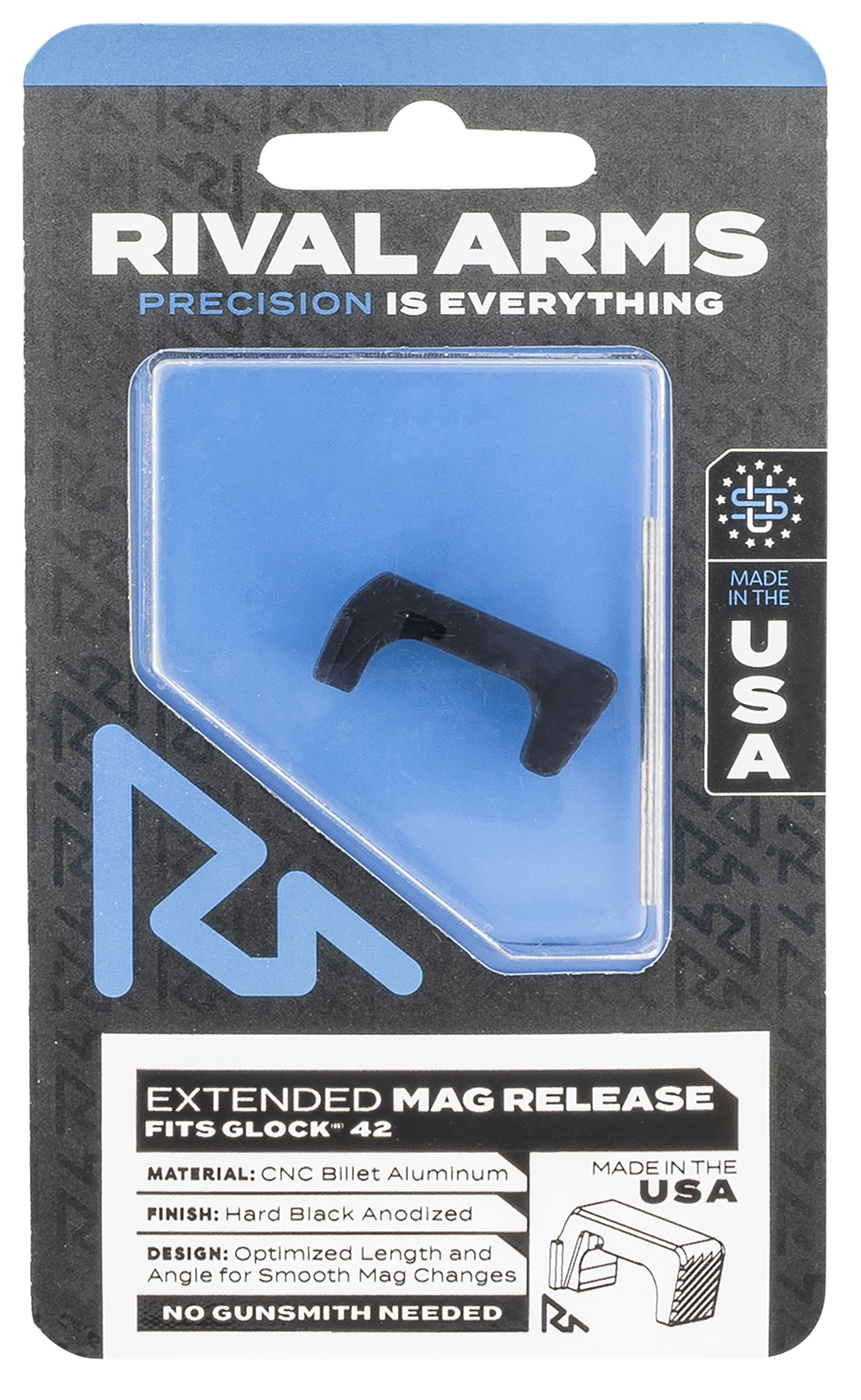 Rival Arms RA72S001A Magazine Release Sig P320 Extended Hard Black Anodized Aluminum