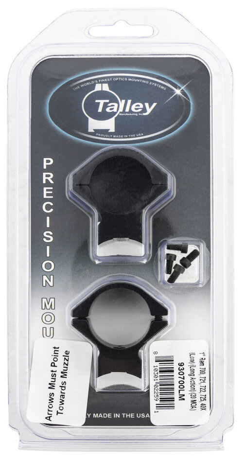Talley 930700LM Scope Mount/Ring Combo Black Anodized Aluminum 1" Tube Remington 700/721/722/725/40X Low Rings Long Action 20 MOA