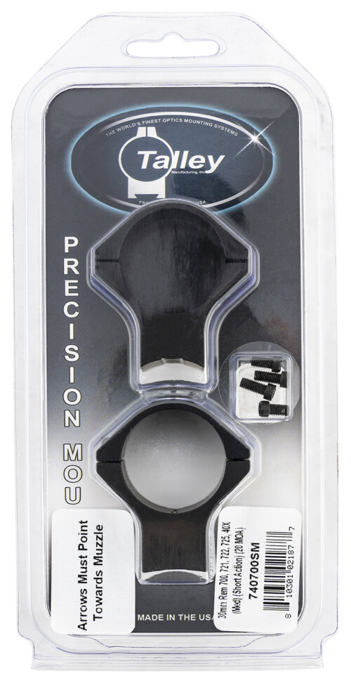Talley 740700SM Scope Mount/Ring Combo Black Anodized Aluminum 30mm Tube Remington 700/721/722/725/40X Medium Rings Short Action 20 MOA