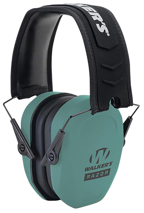 Walker's GWPRSMPASTL Razor Slim Passive Muff 27 dB Over the Head Teal/Black Polymer