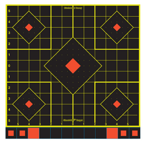 Birchwood Casey 34211 Shoot-N-C Sight-In Self-Adhesive Paper Black/Yellow/Red 12" 5-Diamond 100 Pack