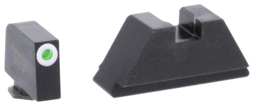 AmeriGlo GL411 Optic Compatible Sight Set for Glock  XL Tall Green Tritium White Outline Front Sight-Green Tritium Black Rear Sight