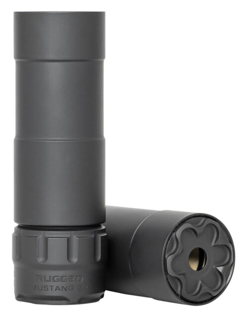 Rugged Suppressor P5122 Mustang 22 22 LR 1.06" D 1/2"-28 tpi 113dB At Ear Black High Temp Cerakote 7075-T6 Aluminum Baffles/Tube Titanium Mount