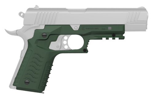 Recover Tactical CC3H03 Grip & Rail System  OD Green Polymer Picatinny for Standard Frame 1911