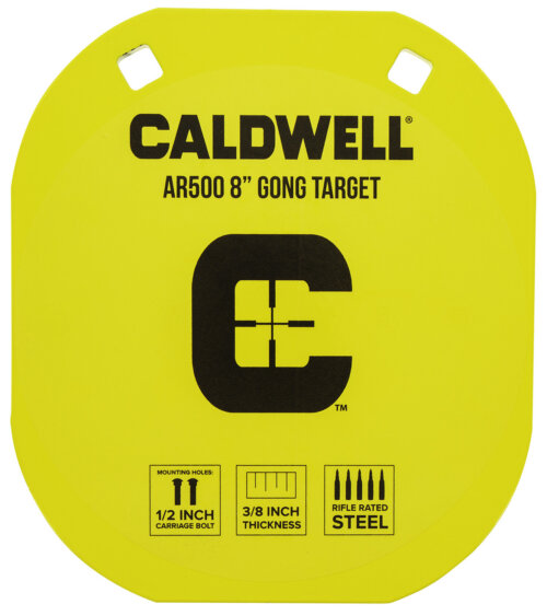 Caldwell 1116703 Gong  8" Yellow AR500 Steel 0.38" Thick Hanging
