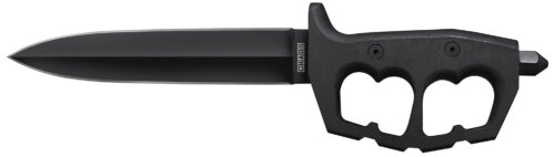 Cold Steel CS-80NTP Chaos Double Edge 7.50" Fixed Plain Black SK-5 High Carbon Blade/Black w/ "D" Ring Guards Aluminum Handle