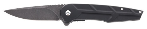 Schrade 1159329 Reckon 3.25" Folding Drop Point Plain Dark Stonewash D2 Steel Blade 4.40" Black Aluminum Handle