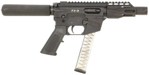 FREEDOM ORDNANCE FX9P4T FX-9 9mm Luger 32+1 4", Black, M-LOK Handguard, Padded Buffer Tube, A2 Grip, 3" Faux Suppressor, Includes Sling