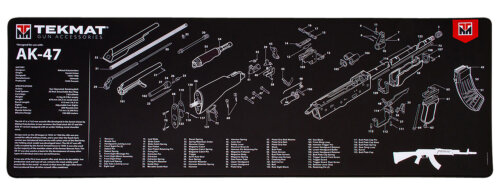 TekMat TEKR36AK47 AK-47 Cleaning Mat Black/White Rubber 12"x36" AK-47 Parts Diagram