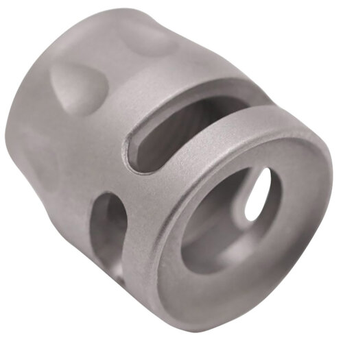 True Precision Inc TPSMICROSS Micro Compensator S-Type Satin Stainless 416R Stainless Steel 1/2"x28 Threads 9mm/380 ACP