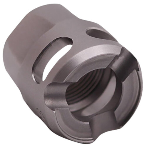 True Precision Inc TPYMICROSS Micro Compensator Y-Type Satin Stainless 416R Stainless Steel 1/2"x28 Threads 9mm/380 ACP