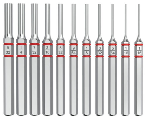 Real Avid AVAPKS Accu-Punch Standard Pin Punch Set Silver Steel Universal Firearm 11 Pieces