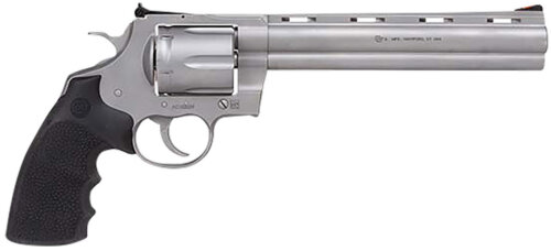 Colt Mfg PYTHONSM8RTS Python  357 Mag/38 Special 6 Shot 8" Bead Blasted Vent Rib Barrel, Cylinder & Frame, Black Rubber Grip, Exposed Hammer