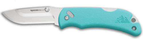 Outdoor Edge RMS222C RazorMini  2.20" Folding Plain 420J2 SS Blade Aqua ABS Polymer Handle