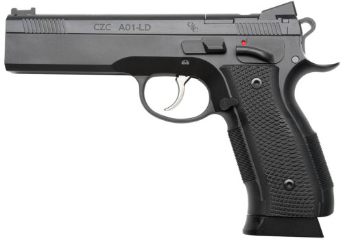 Cz Custom Shop 96336 A01-LD  9mm Luger 19+1 5" Match Grade Bull Barrel, Black Optic Cut/Serrated Steel Slide, Black Polycoat Steel Frame w/Beavertail, Black G10 Grip, Long Dustcover