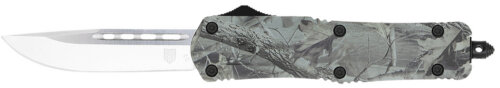 CobraTec Knives MWDFS3DNS FS-3  Medium 3" OTF Drop Point Plain D2 Steel Blade, 4.50" Woodland Camo Aluminum Alloy Handle