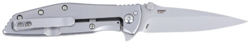 CRKT 7600 SLAG EDC 2.95" Folding Plain Bead Blasted D2 Steel Blade, Stainless Steel Handle