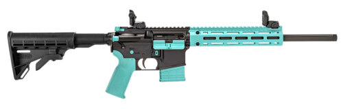 Tippmann Arms A101334 M4-22 LTE 22 LR 10+1 16" Black Parkerized Threaded Barrel, Matte Black Aluminum Receiver w/Picatinny Rail, Robin Egg Blue M-LOK Handguard, Composite Forend, Black Polymer Stock,