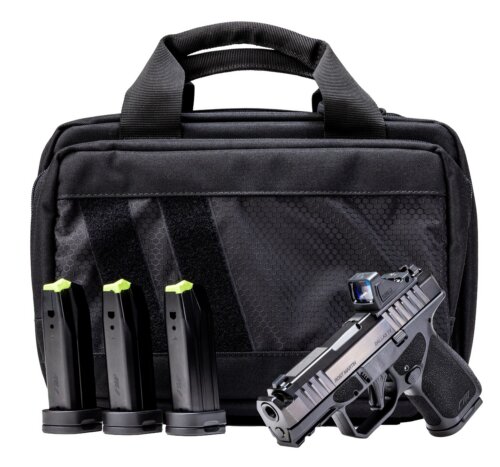 Rost Martin RM1SBLKOSP(COMP)SPL RM1S Comp Bundle 9mm Luger 12+1 15rd 3.60" Compensated Barrel, Black Nitron Steel Integrated Compensator/Serrated w/Optic Slide, Black Polymer Frame w/Picatinny Rail, T