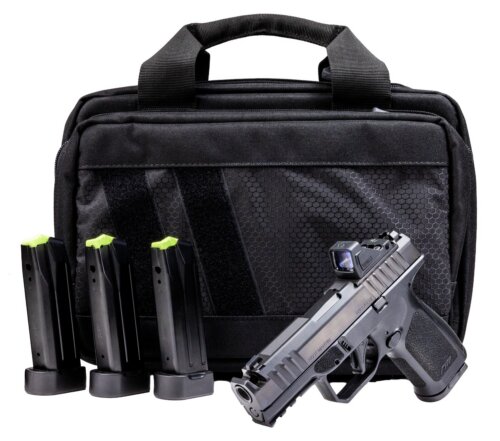 Rost Martin RM1CBLKOSP10CA(COMP)-P RM1C Comp Bundle *CA Compliant Compact Frame 9mm Luger 10+1 4" Compensated Barrel, Black Nitron Steel Integrated Compensator/Serrated w/Optic Slide, Black Polymer Fr
