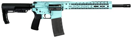 Black Rain Ordnance FUSIONTBB Fission 5.56 NATO 30+1 16" Black Nitride Threaded Barrel, Robin Egg Blue Battleworn Aluminum Receiver w/Picatinny Rail, M-LOK Handguard, MFT Minimalist Black Polymer Sto