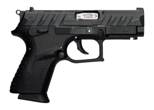 Grand Power 8588005944663 P1S Mk23 9mm Luger 12+1 3.66" Stainless Rotating Barrel, Black Optic Ready/Serrated Slide, Black Frame w/Accessory Rail, Checkered Grip, Ambidextrous