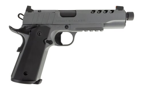 Tisas Arms 10100558 1911 Night Stalker SF 10mm Auto 8+1 5.11" Black Threaded Barrel, Gray Cerakote Carbon Steel Lightening Cut/Serrated Slide, Gray Cerakote Carbon Steel Frame w/Beavertail & Picatinny
