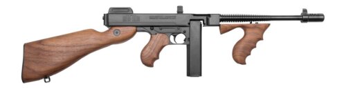 Thompson T1SB 1927A-1 T1SB Deluxe Carbine SBR 45 ACP 20+1 10.50" Blued Finned Barrel w/Compensator, Blued Steel Receiver, Walnut Vertical Grip Forend, Fixed American Walnut Stock & Grip