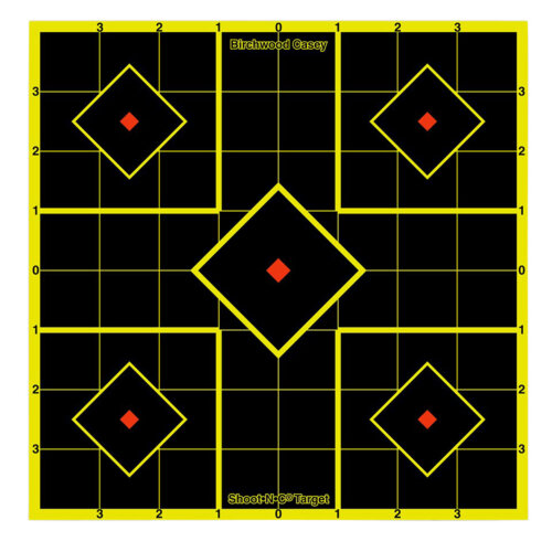 Birchwood Casey 34112 Shoot-N-C Reactive Target Self-Adhesive Paper Multi Color 8" 5-Diamond 15 Pack
