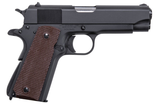 Auto-Ordnance 1911BKOC 1911 A1 Commander 45 ACP 7+1 4.25" Matte Black Serrated  Carbon Steel Slide Matte Black Matte Black Carbon Steel Brown Checkered Polymer Grips Right Hand