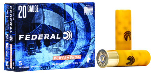 Federal F203RS Power-Shok  20Gauge 2.75" 3/4oz Rifled SlugShot 5 Per Box/50 Case
