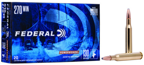 Federal 270A Power-Shok  270Win 130gr Jacketed Soft Point 20 Per Box/10 Case